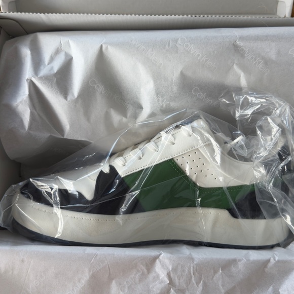 Calvin Klein Men's Blayne Casual Lace-Up White, Green, and Black Sneakers - Picture 9 of 15